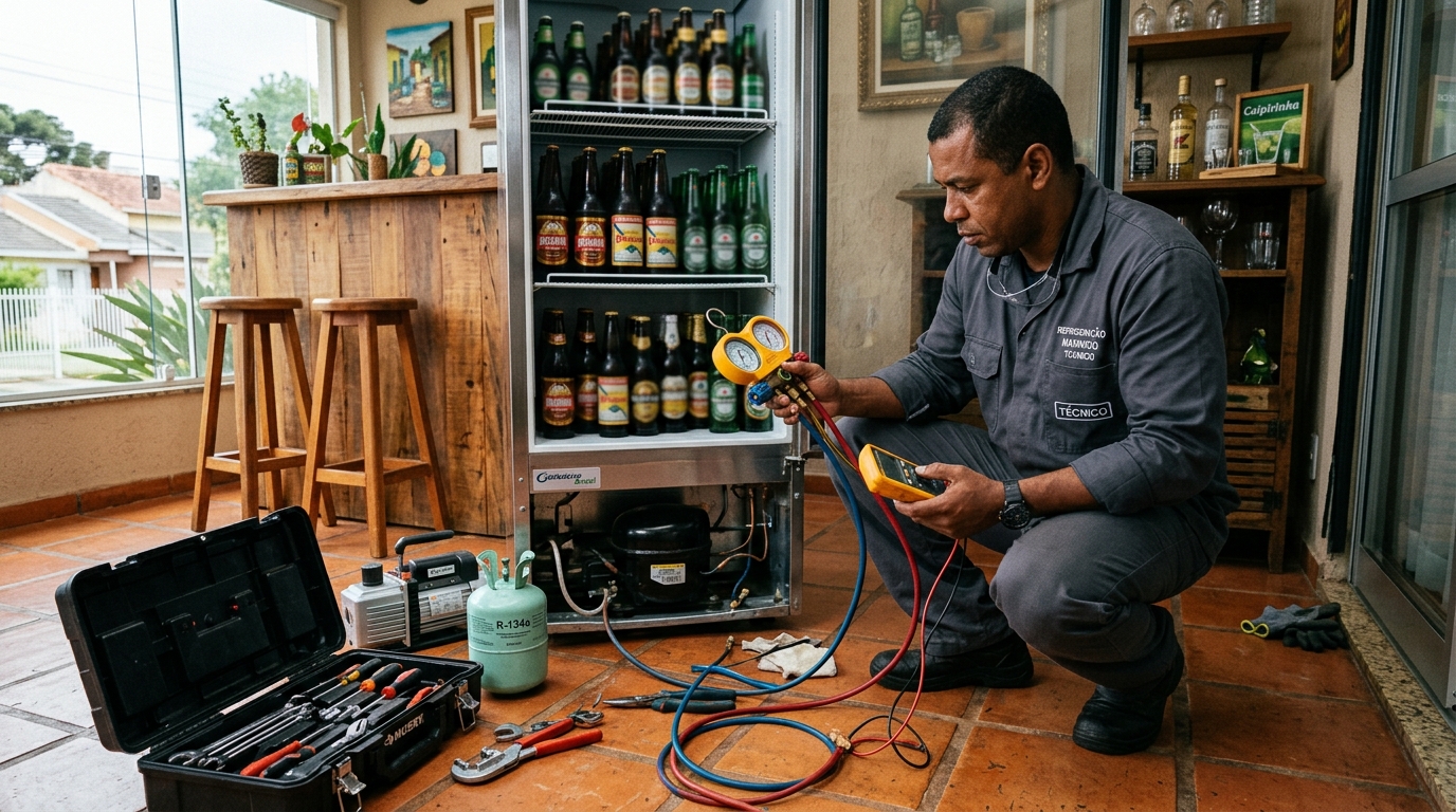 Técnico de conserto de cervejeira em residência em Mogi das Cruzes‑SP